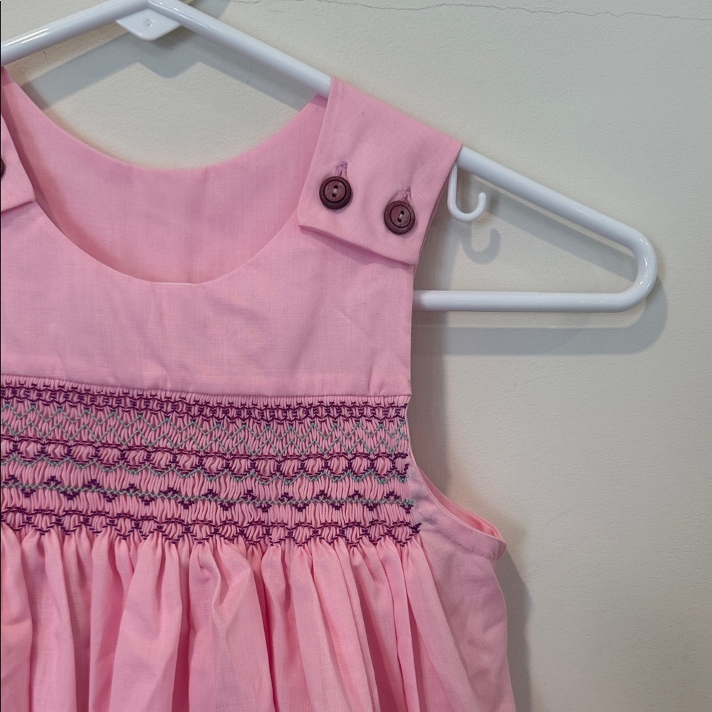 Pink Sleeveless Dress with Smocked Detail